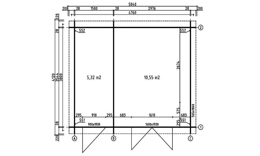 Gartenhaus HAZEBROUCK 28mm – 15,96m² Innenraum 456×360 cm – Bild 2