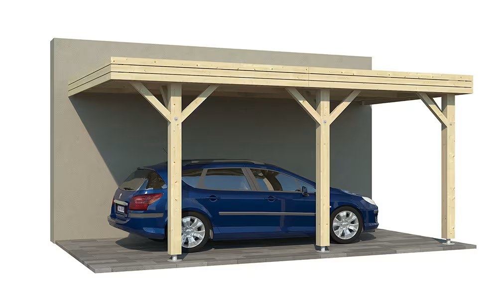 Anlehn-Carport Flachdach Dardilly – 21.79 m² überdacht
