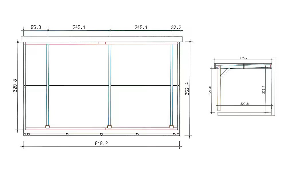 Anlehn-Carport Flachdach Dardilly – 21.79 m² überdacht – Bild 2