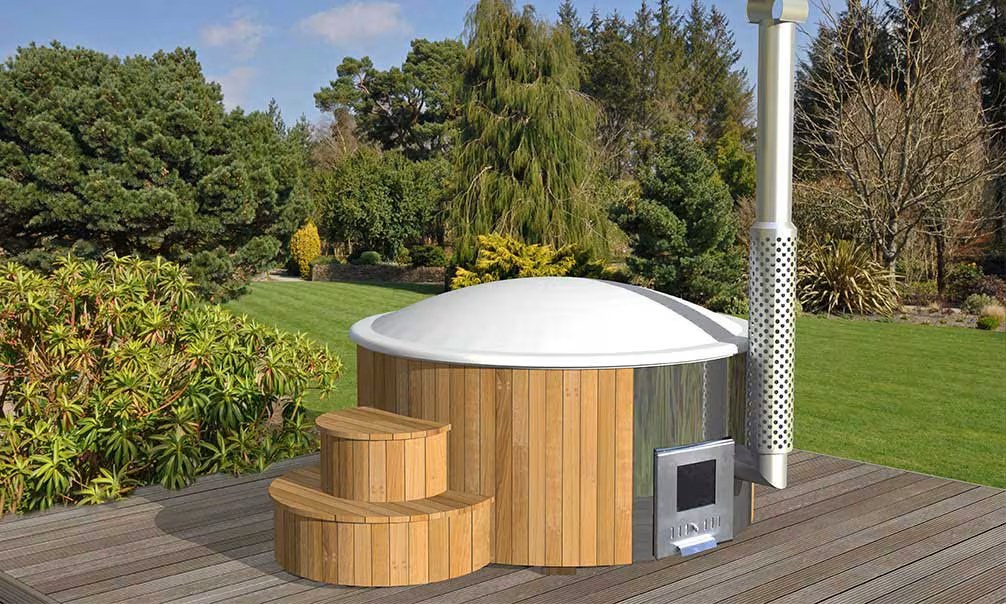 Hot Tub, Finnisches Badebottich Deluxe 200 mit Holzheizkessel
