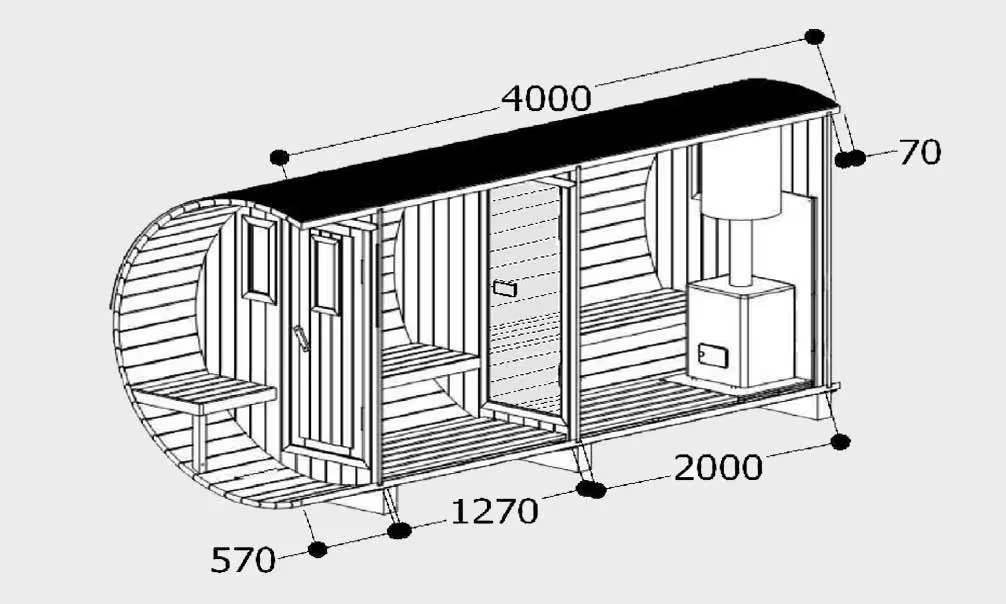Fass-Sauna 400, Fass-Sauna 4 x 2,05m mit Umkleideraum – Bild 2