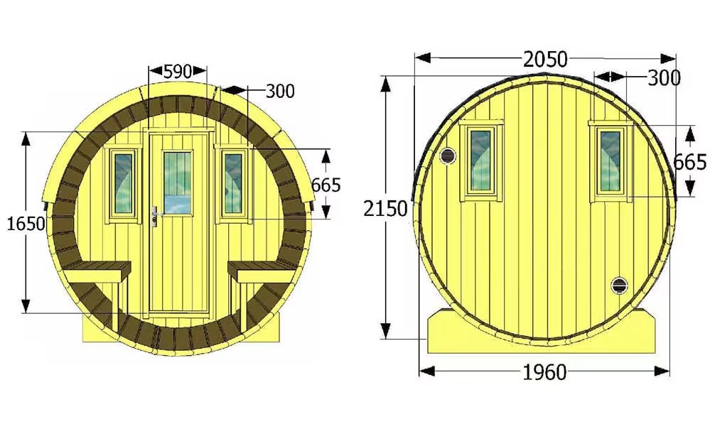Fass-Sauna 400, Fass-Sauna 4 x 2,05m mit Umkleideraum – Bild 3