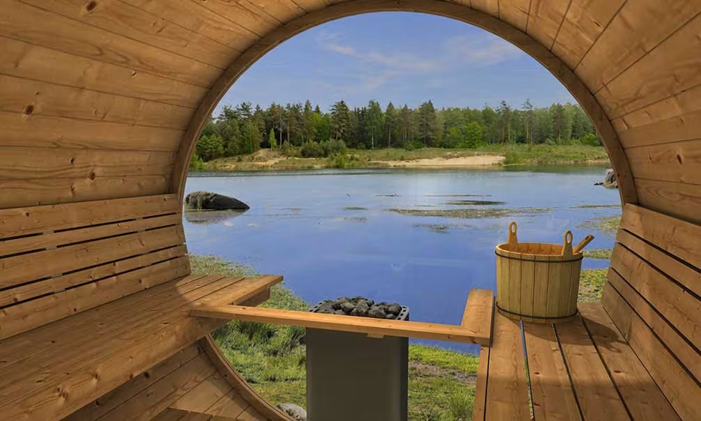 Fass-Sauna 400, Fass-Sauna 4 x 2,05m mit Umkleideraum – Bild 5