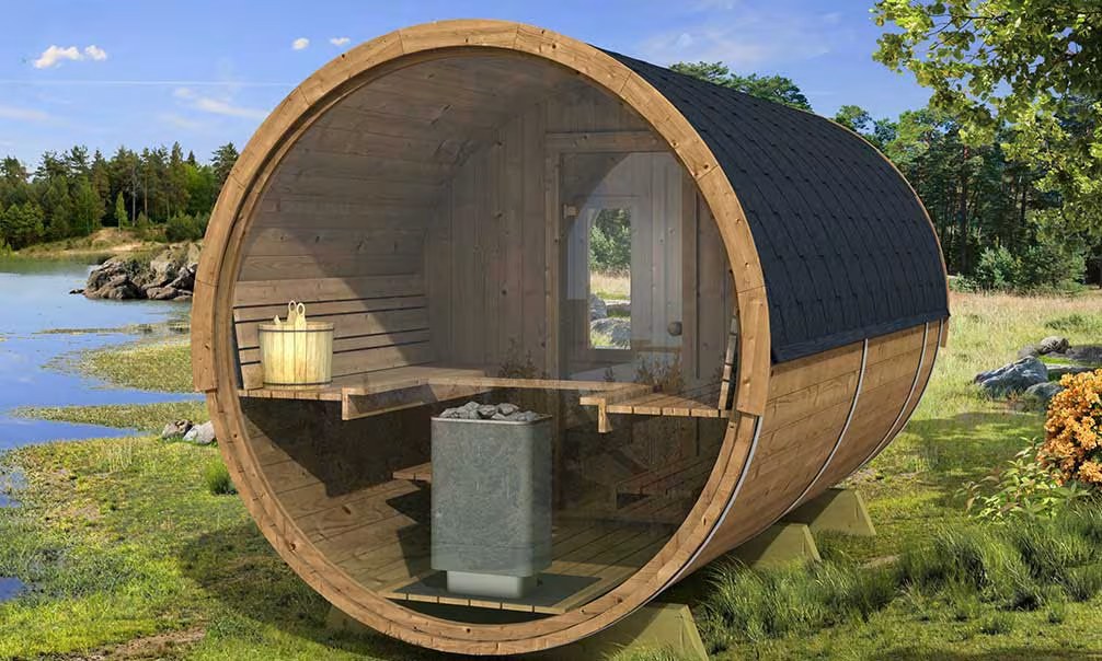 Glaswand für Fass-Sauna – Bild 2