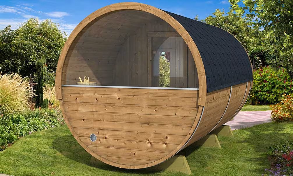 Halb verglaste Wand für Fass-Sauna – Bild 2