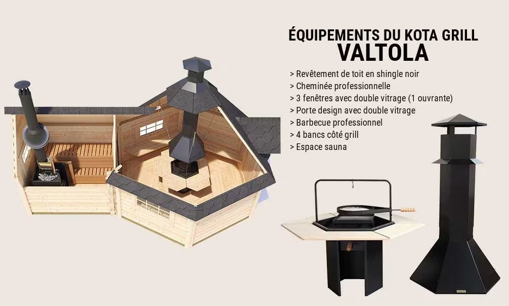 KOTA GRILL SAUNA VALTOLA Bohlen 44mm – 9 + 4 m² – Bild 11