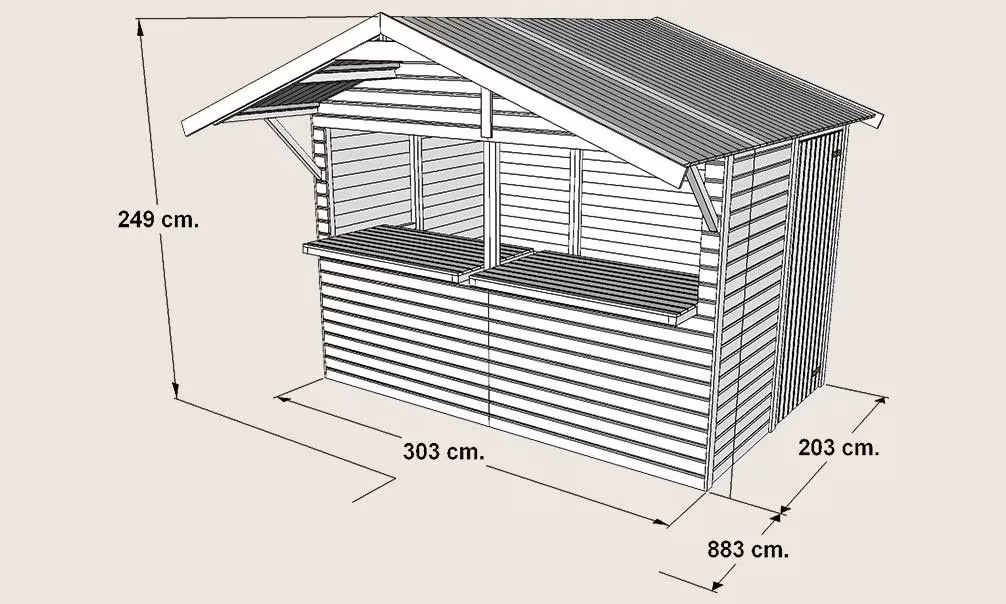 Gewerblicher Kiosk Tolga 3x2m in Fichte-Holzplatten 16mm – Bild 2