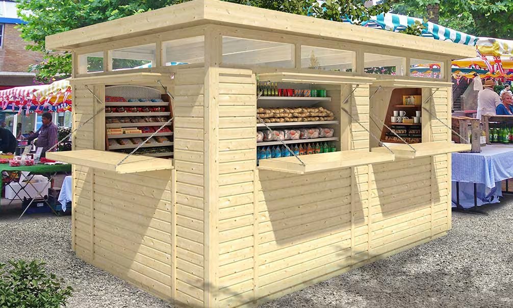 Gewerblicher Kiosk Goteborg in Fichte-Holzplatten 19mm