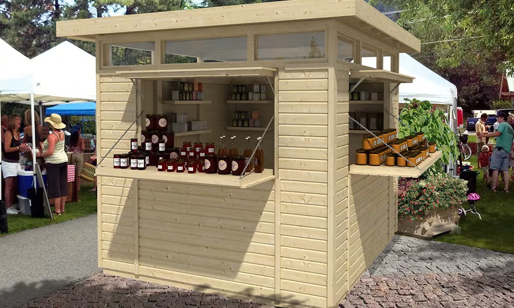 Gewerblicher Kiosk Oslo in Fichte-Holzplatten 19mm