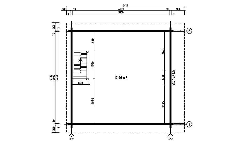 Gartenhaus Mezzanine ANVERS 20 – 2 Zimmer – Bohlen 70mm Brettschichtholz – 18,76m² + Obergeschoss – Bild 5