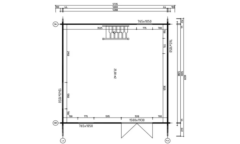 Gartenhaus Mezzanine BRUGES 25 – Bohlen 44mm – 25 + 25m² Innenraum – Bild 2