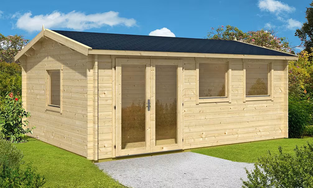 Gartenhaus NICE 44mm ohne Fußboden – 19,1m² Innenraum