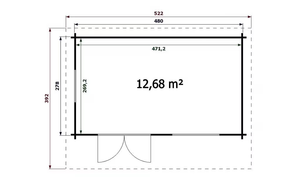 Gartenhaus BIARRITZ 44mm ohne Fußboden – 12,7m² Innenraum 480×27… – Bild 2