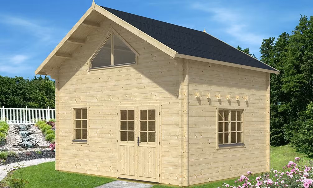 Gartenhaus Mezzanine Perpignan 20 SDB – Bohlen 44mm – 20 + 20m² Innenraum
