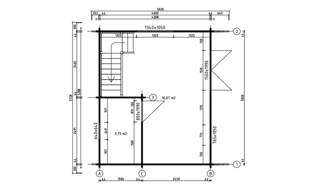 Gartenhaus Mezzanine Perpignan 20 SDB – Bohlen 44mm – 20 + 20m² Innenraum – Bild 3