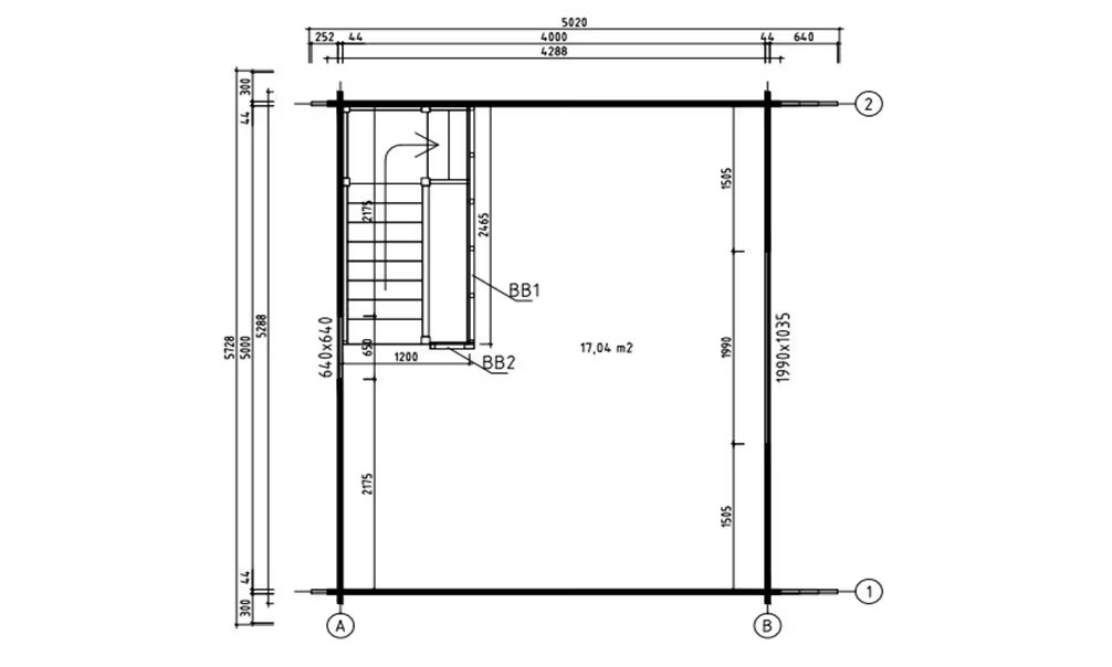 Gartenhaus Mezzanine Perpignan 20 SDB – Bohlen 44mm – 20 + 20m² Innenraum – Bild 4