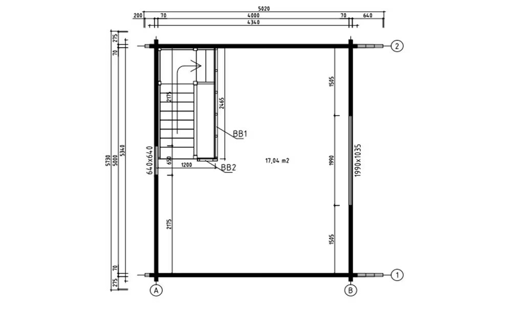 Gartenhaus Mezzanine Narbonne 20 SDB – Bohlen 70mm Brettschichtholz – 20 + 20m² Innenraum – Satteldach – Bild 4