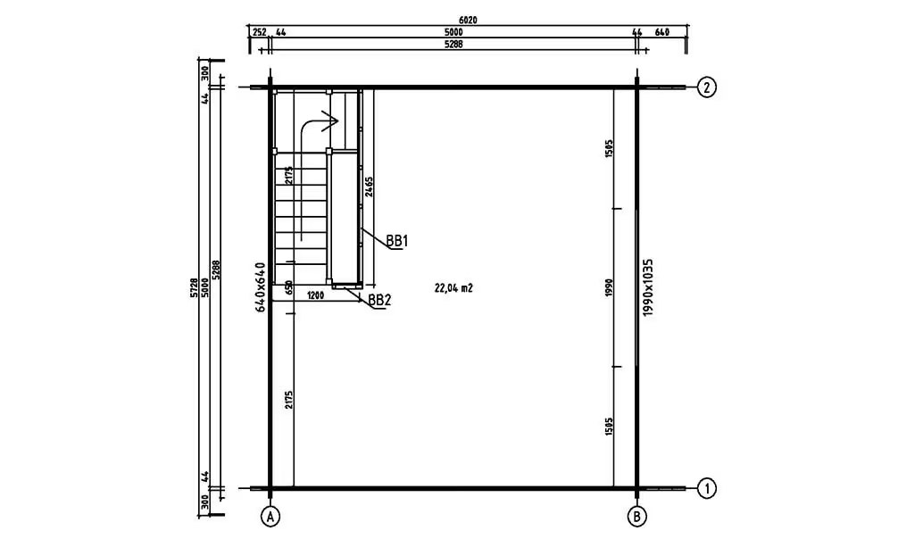 Gartenhaus Mezzanine Perpignan 25 SDB – Bohlen 44mm – 25 + 25m² Innenraum – Bild 4