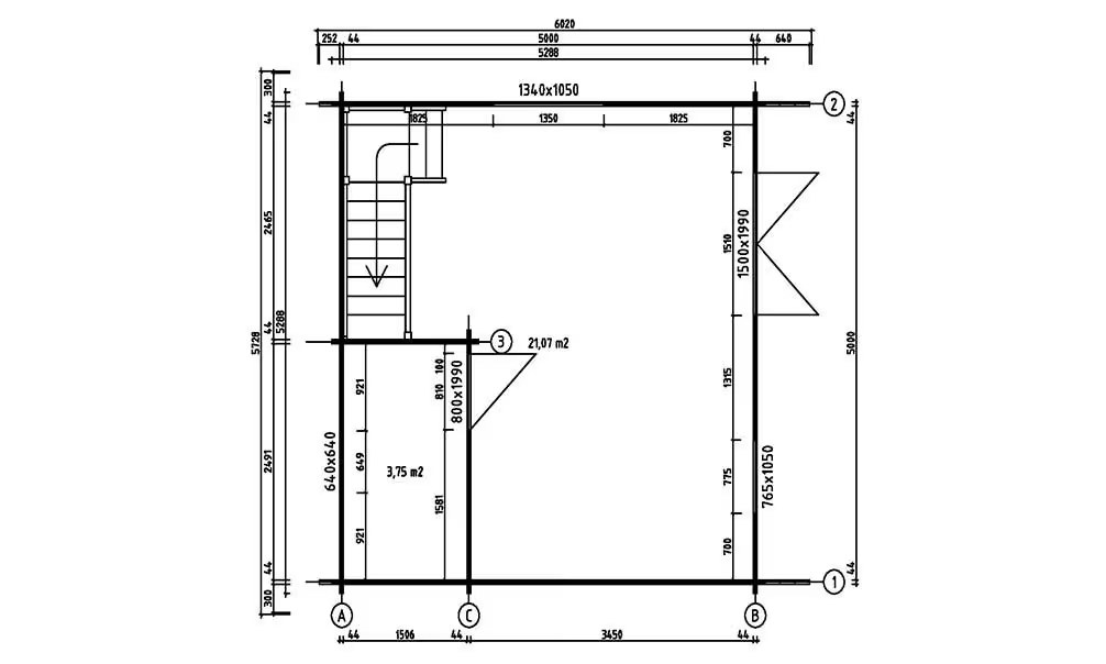 Gartenhaus Mezzanine Perpignan 25 SDB – Bohlen 44mm – 25 + 25m² Innenraum – Bild 5