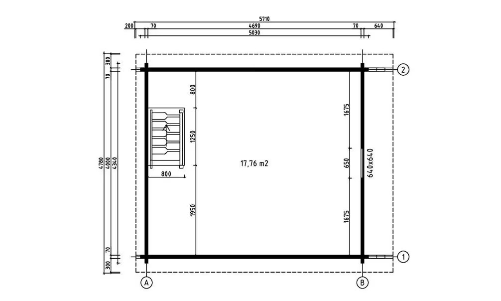 Gartenhaus Mezzanine ANVERS 20 – Bohlen 70mm Brettschichtholz, 18,76m² Innenraum + Obergeschoss – Bild 3