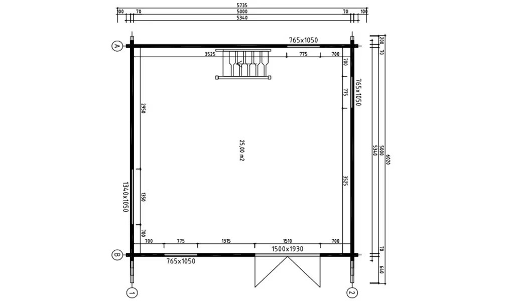 Gartenhaus Mezzanine ANVERS 25 | Bohlen 70mm | 25 + 25m² Innenraum – Bild 2