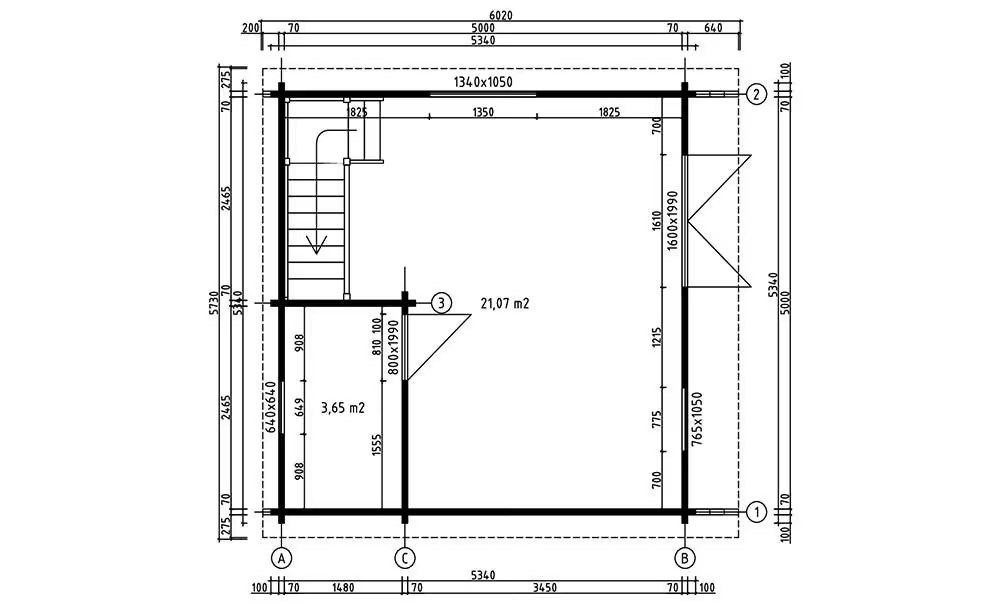 Gartenhaus Mezzanine Narbonne 25 SDB – Bohlen 70mm Brettschichtholz – 25+25m² Innenraum – Satteldach – Bild 8