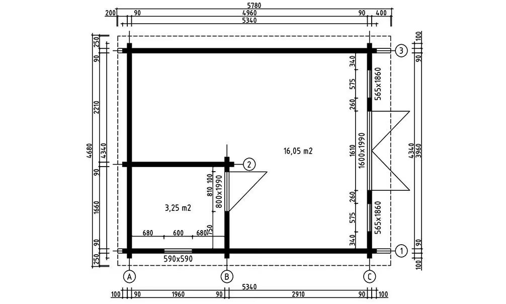Freizeitgartenhaus Auxerre Holz Bohlen Brettschichtholz 90mm – 20m² – Bild 2