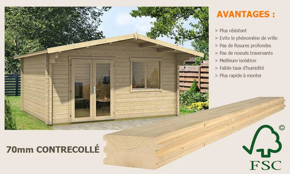 Gartenhaus Lille Bohlen 70mm Brettschichtholz – 18,3m² Innenraum – ohne Fußboden – Bild 3