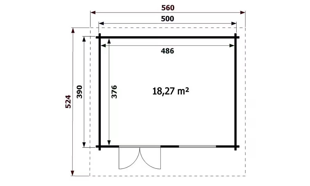 Gartenhaus Lille Bohlen 70mm Brettschichtholz – 18,3m² Innenraum – ohne Fußboden – Bild 4