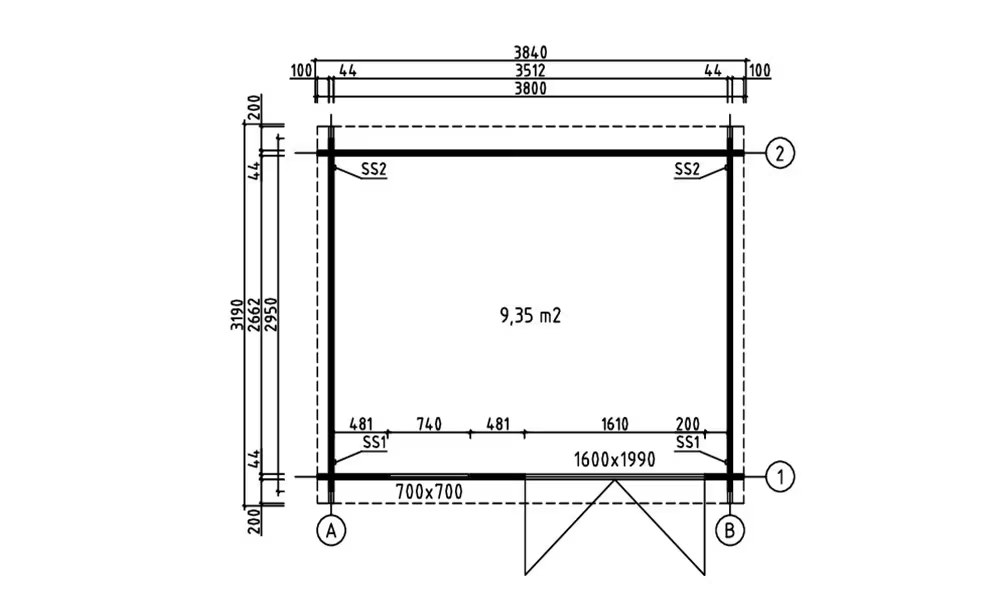 Gartenhaus Carquefou B 44mm – 9,40m² Innenraum – Bild 2