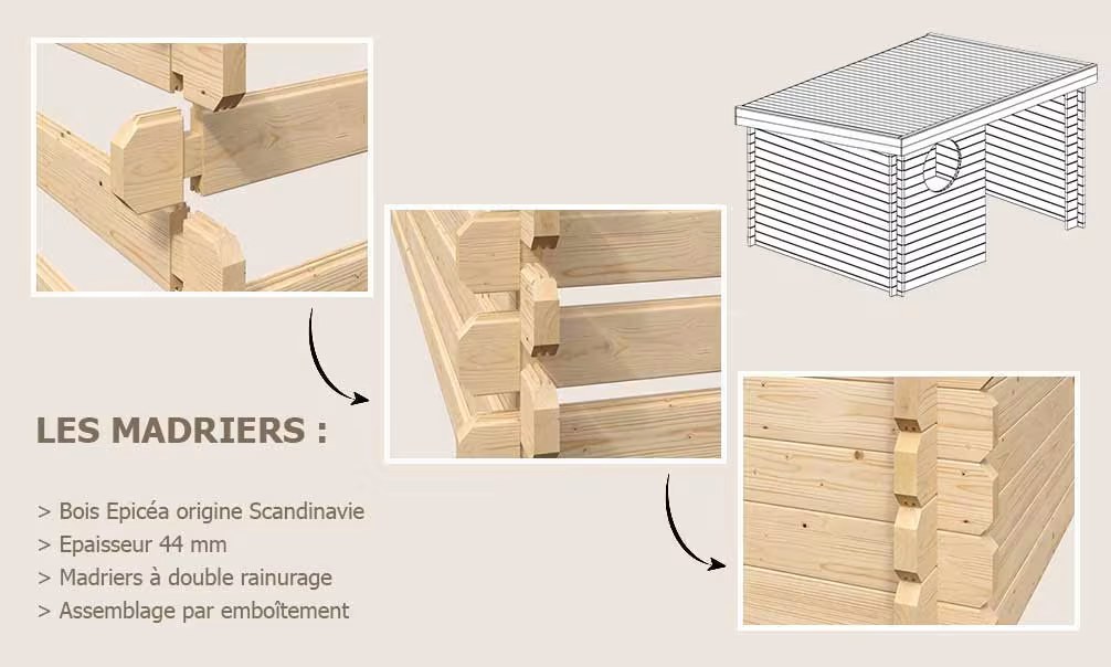 Gartenhaus Carquefou B 44mm – 9,40m² Innenraum – Bild 3