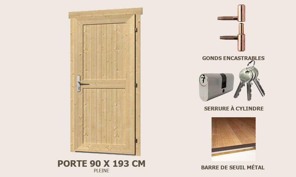 Zusätzliche massive Servicetür 90x193cm Gartenhaus 34mm
