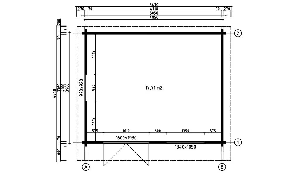 Gartenhaus BREST 70mm – 17,71m² Innenraum – Bild 2