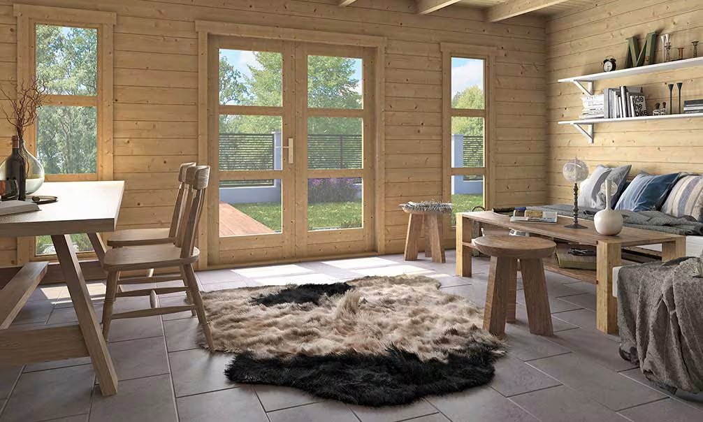 Gartenhaus GRAND CANNES 2 Räume 70mm – 19,1m² Innenraum – Bild 3