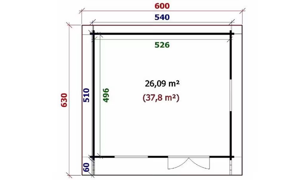 Holzgartenhaus Satteldach Honfleur – Bohlen 70mm Brettschichtholz – 26,1m² – Bild 2