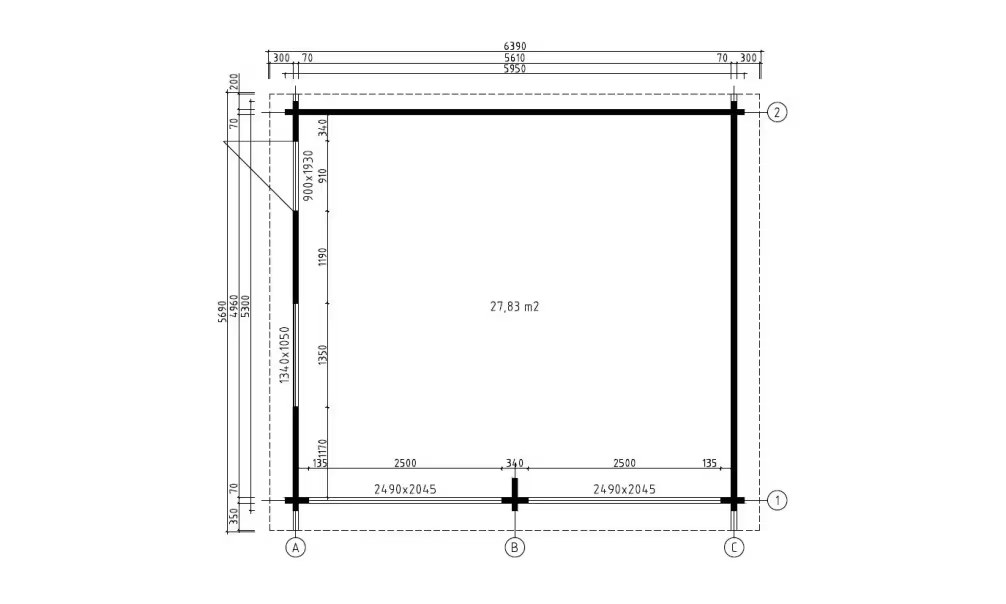 Doppelgarage DAX Leimbohlen 70mm – 27,8m² Innenraum – Bild 3