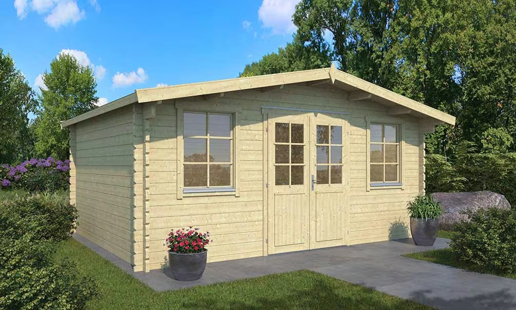 Gartenhaus MALAGA 44mm - 17,21m² Innenraum 488x368 cm 44mm