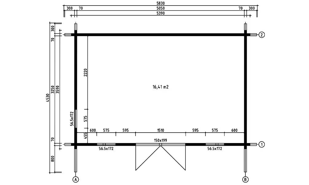 Gartenhaus BARBADOS 2 70mm Leimbohlen – 16,4m² Innenraum – Bild 2