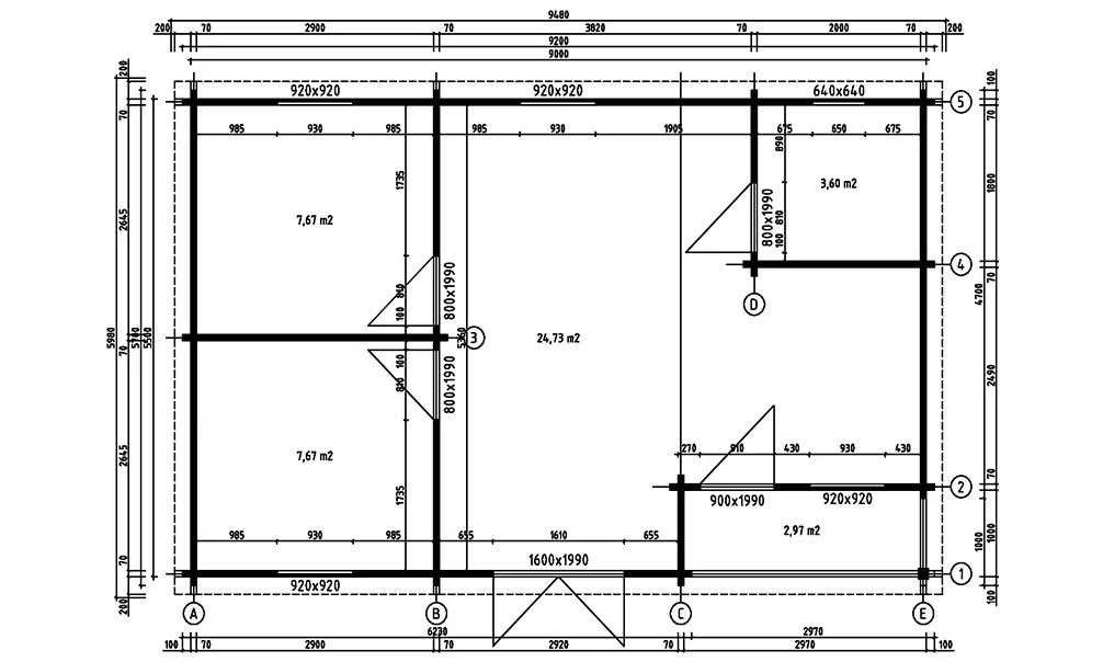Gartenhaus LENS 70mm Leimbohlen – 47,5m² Innenraum FLACHDACH – Bild 2