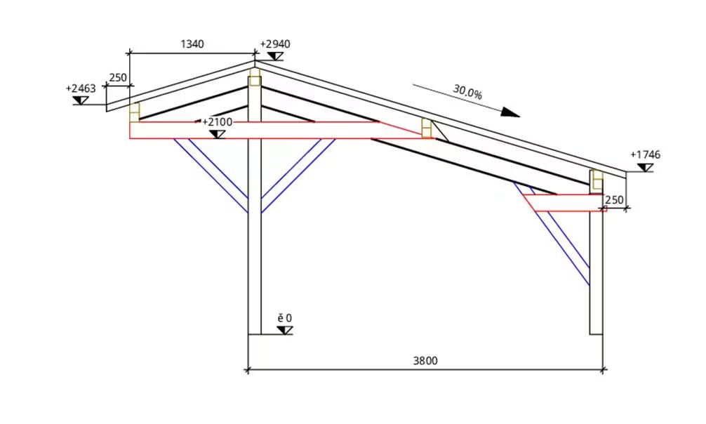 Doppelcarport Cholet 17 asymmetrisch – 27,85 m² nicht überdacht – Bild 2