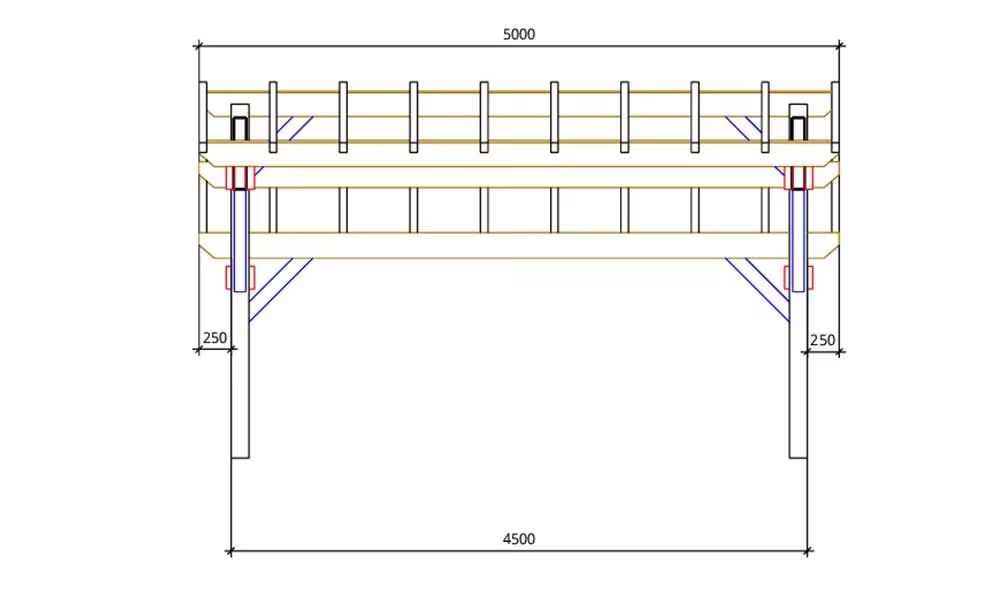 Doppelcarport Cholet 17 asymmetrisch – 27,85 m² nicht überdacht – Bild 3