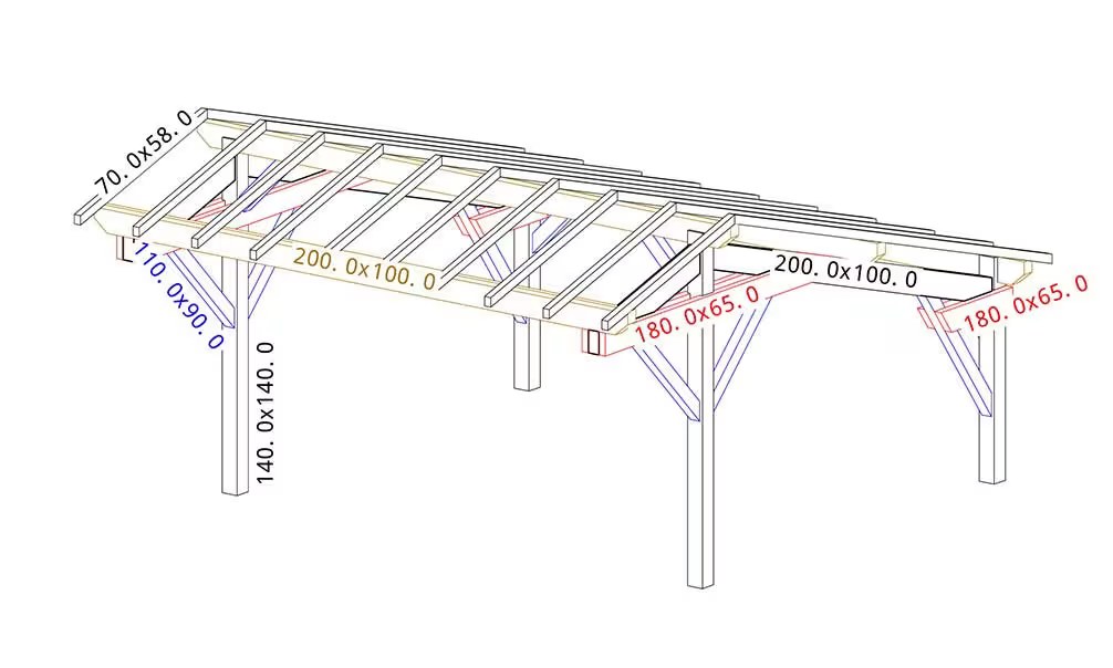 Doppelcarport Cholet 17 asymmetrisch – 27,85 m² nicht überdacht – Bild 4