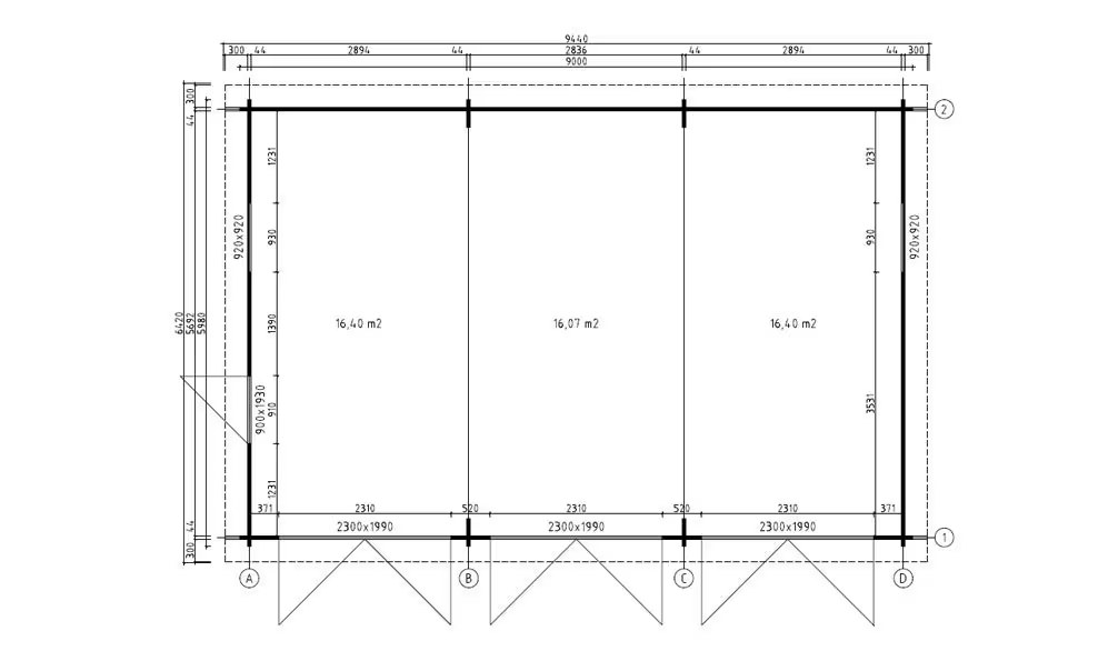 Garage MONTAUBAN 44mm – 48,9m² Innenraum – Bild 2