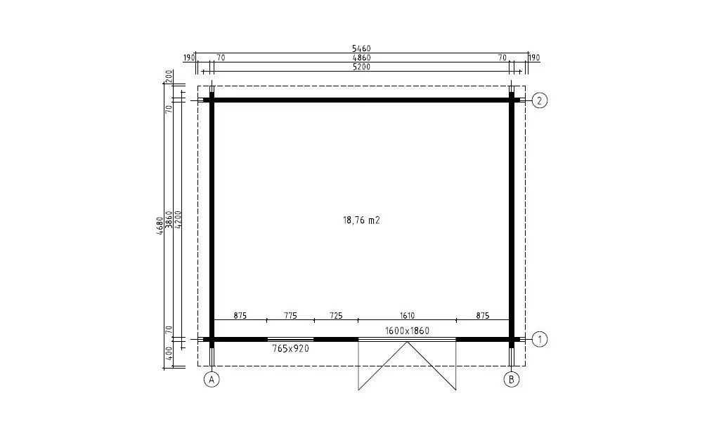 Gartenhaus NEW YORK 21F 70mm Brettschichtholz – 18,76m² Innenraum – Bild 2