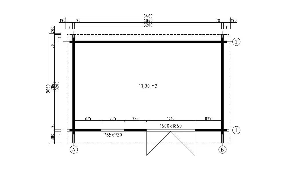 Gartenhaus NEW YORK 16F 70mm Brettschichtholz – 13,9m² Innenraum – Bild 2