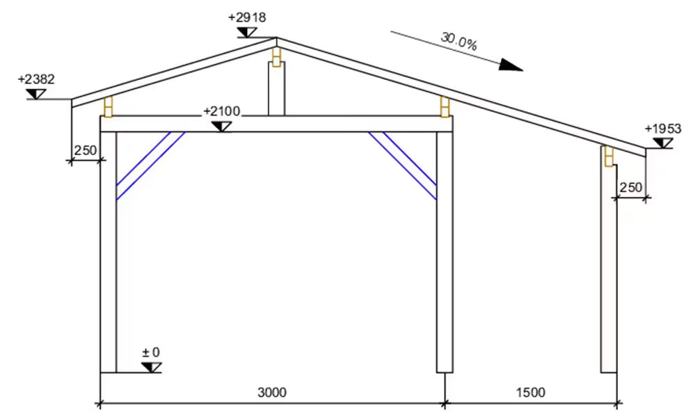 Carport 1 Fahrzeug Vincennes 14 – asymmetrisches Satteldach – 17,5m² nicht überdacht – Bild 3