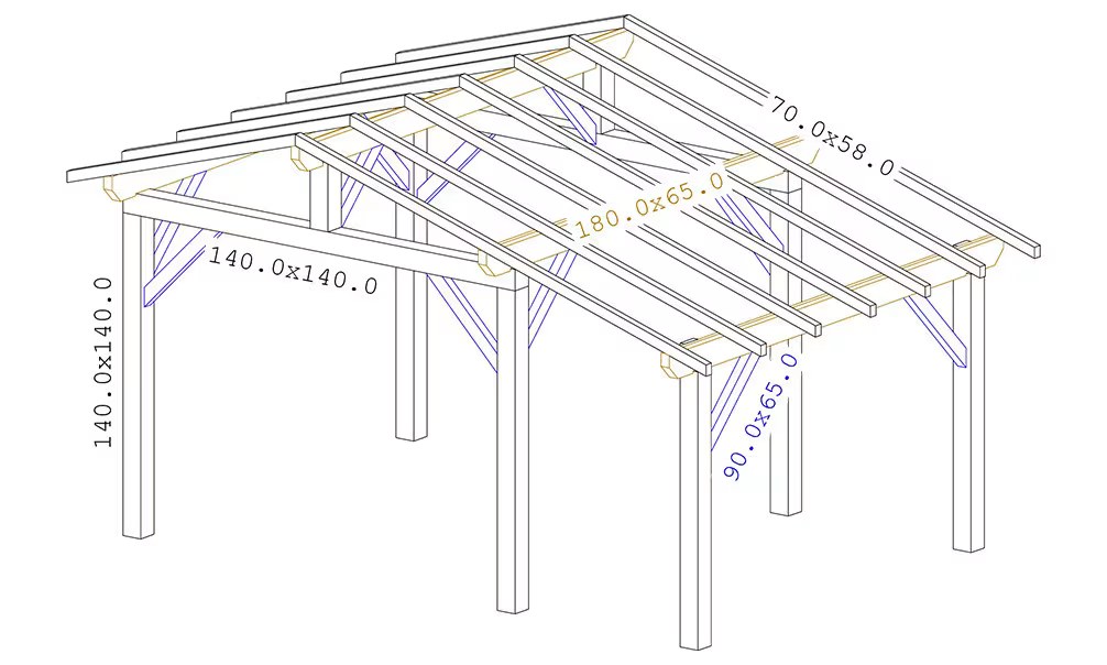 Carport 1 Fahrzeug Vincennes 14 – asymmetrisches Satteldach – 17,5m² nicht überdacht – Bild 5