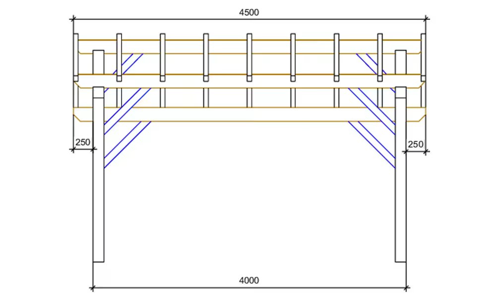 Carport 1 Fahrzeug Vincennes 18A – asymmetrisches Satteldach – 22,5m² nicht überdacht – Bild 2