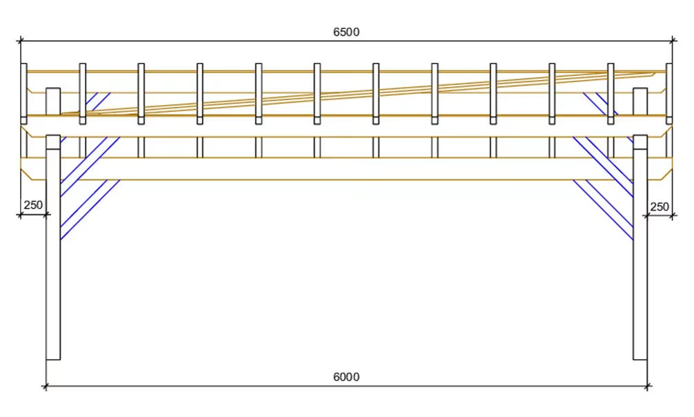 Doppelcarport Vincennes 27 – asymmetrisches Satteldach – 32.5 m² nicht überdacht – Bild 2
