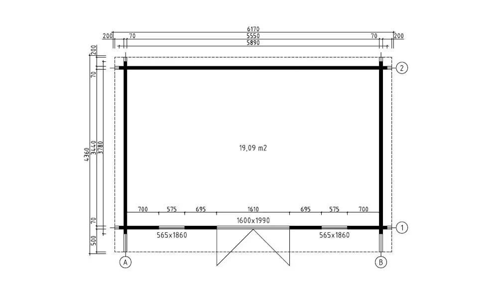 Gartenhaus GRAND CANNES – Bohlen 70mm – 19,1m² Innenraum – Bild 3
